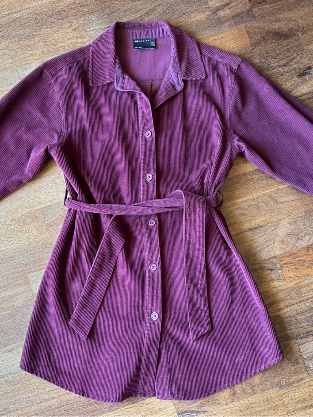ASOS Corduroy Shirt Dress in Deep Plum